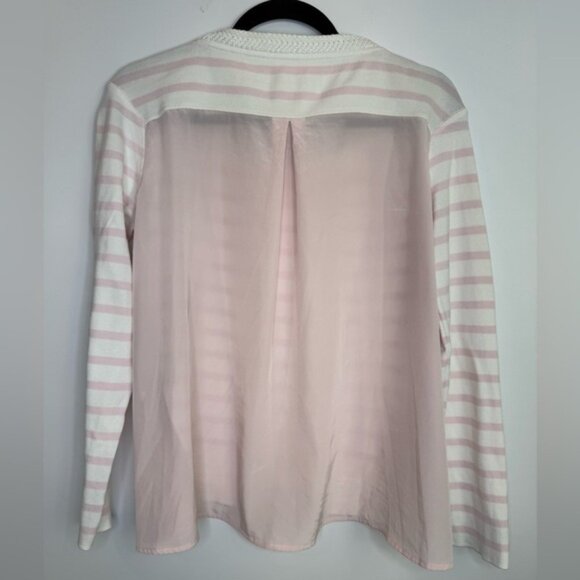 Marc Cain Pink White Striped mix media Women's Top - Picture 8 of 8